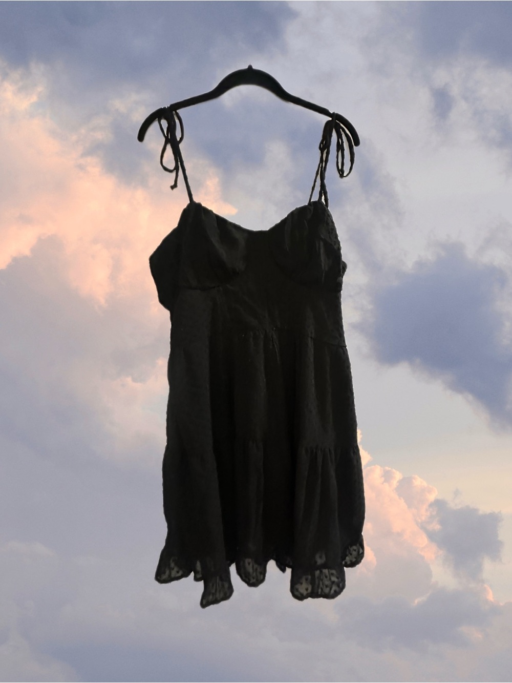 Target Black Textured Sheer Summer Dress with Tie Straps and Romantic Corset top